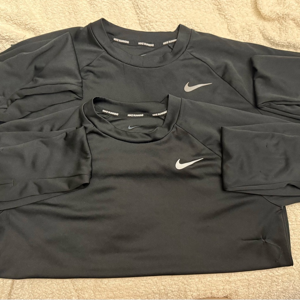 Two (2) Women’s Nike Running Dri-Fit Black Long Sleeve Shirt Size Medium